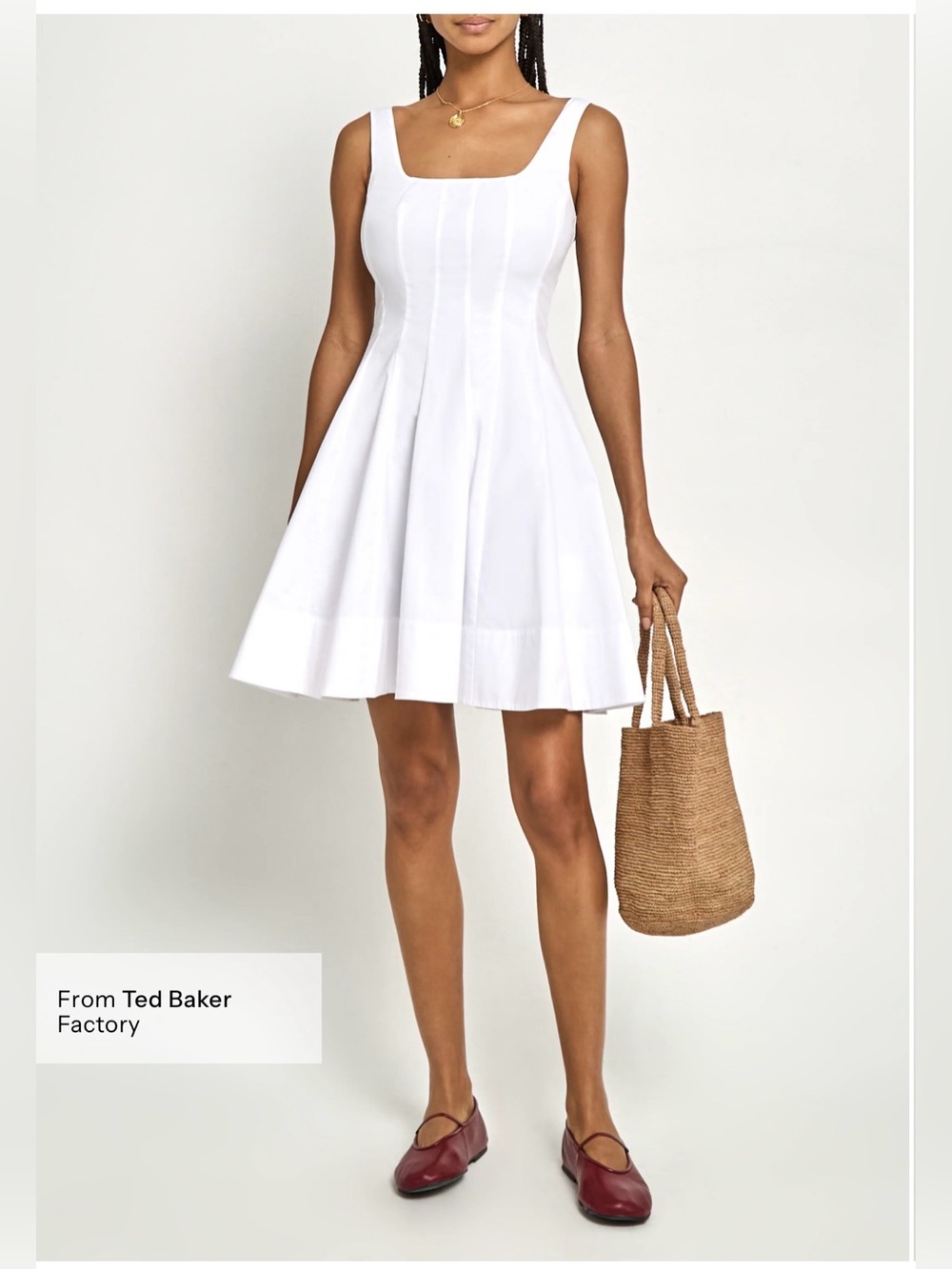 Few Moda Iva White Cotton Fit and Flare Mini Dress Size 8 NWT
